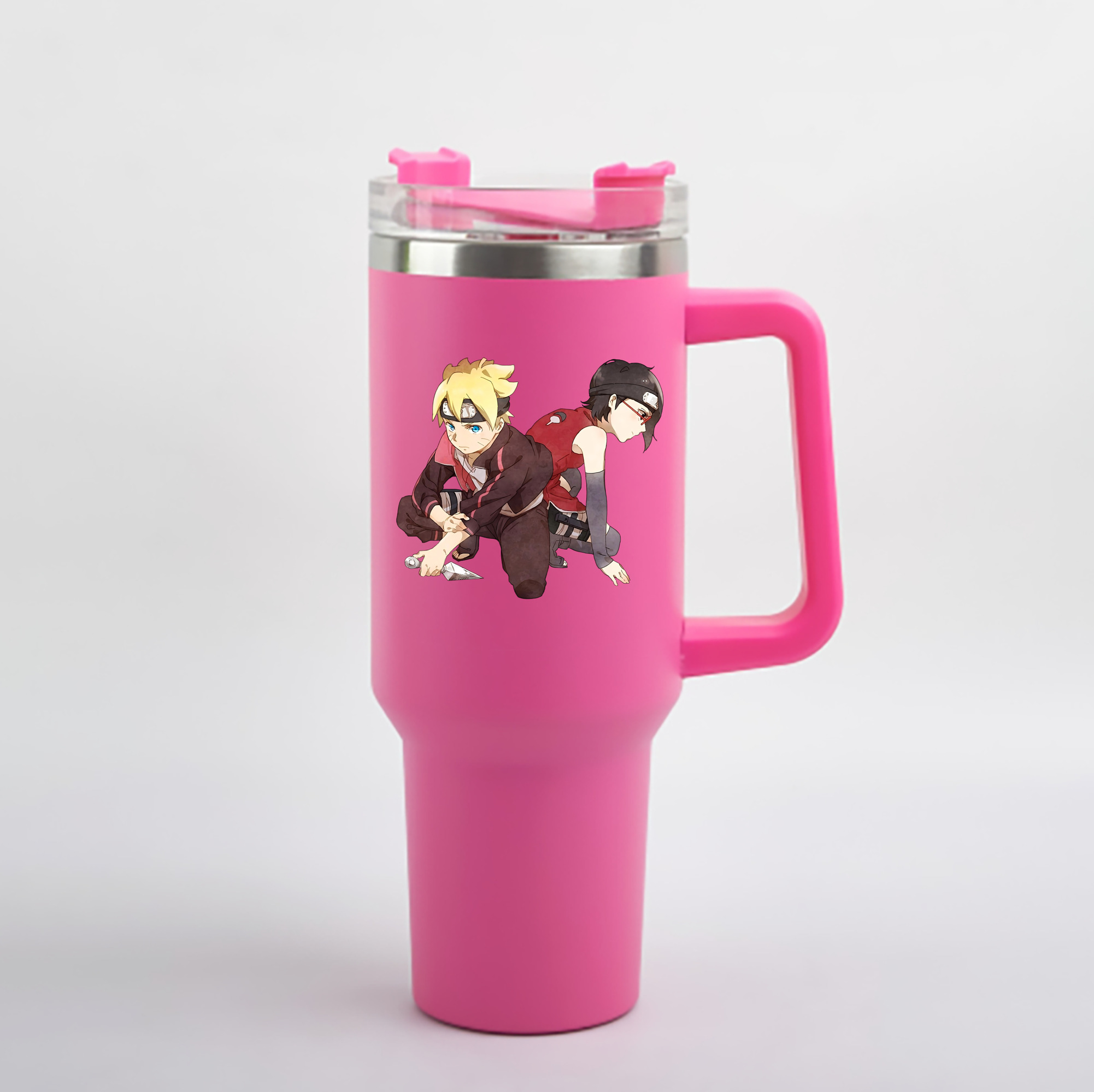 （画像用） NARUTO -ナルト- うちは サラダ Uchiha Sarada 1200mL車用タンブラー - クリスタルステッカー（プラスチックストロー付き）